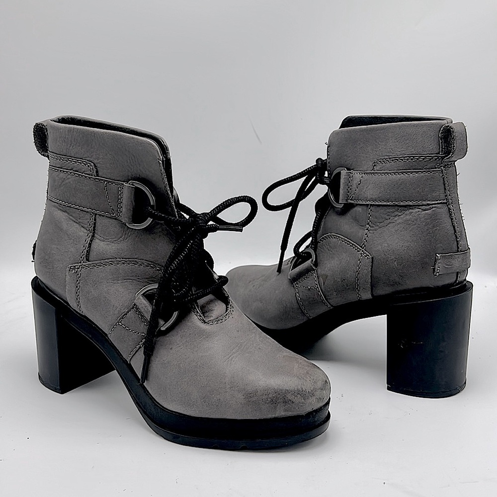 🔥Sorel 🔥 Margo Lace Wedge Leather Anthropologie Ankle Boots in Quarry.